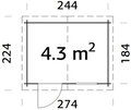 Förråd Minna 4,3 m² 260 x 200 cm Palmako